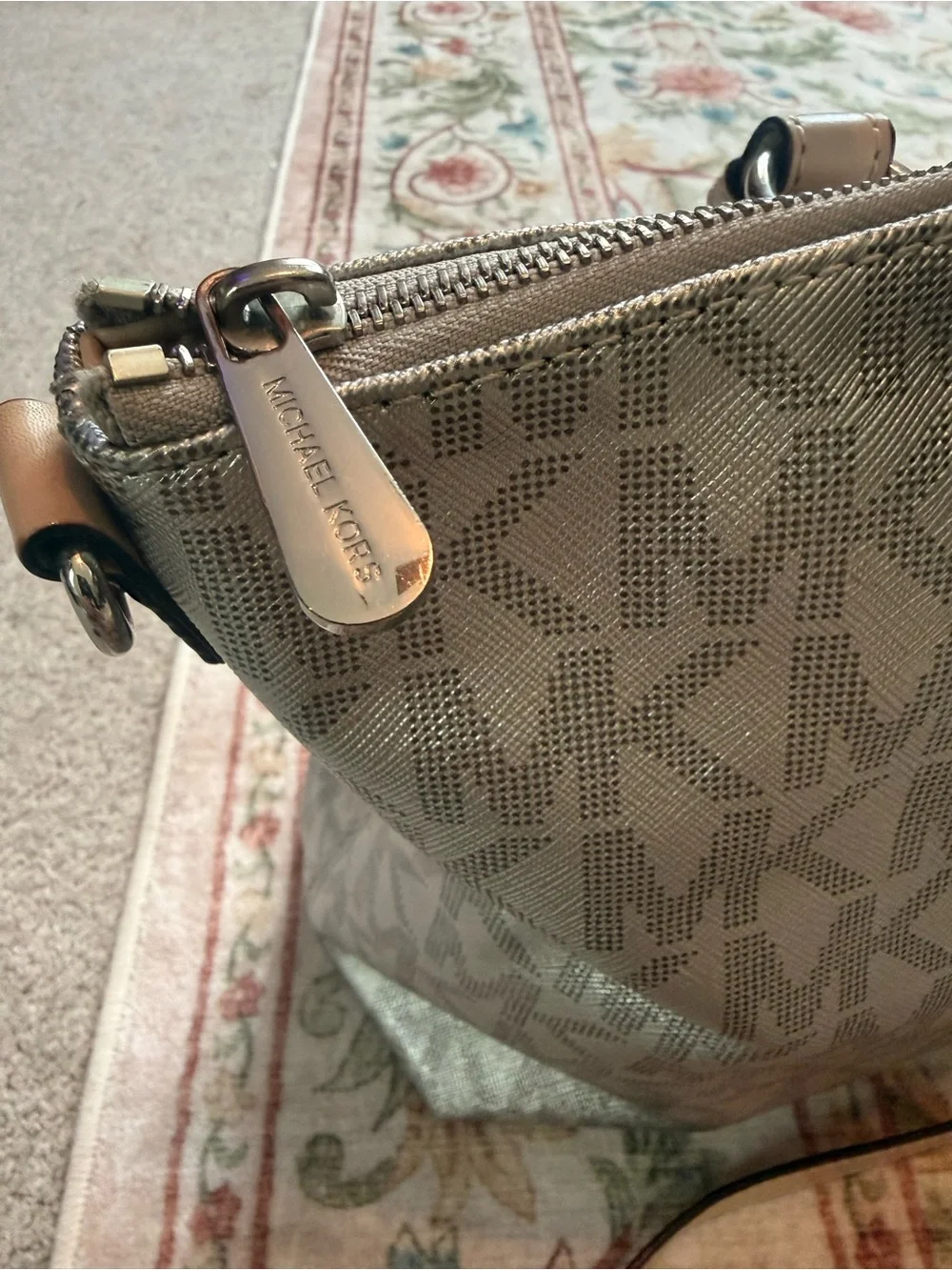 Michael Kors Beige Logo Tote with Tan Straps